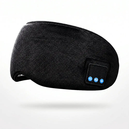 SENKOKU Cocoon plush fleece Bluetooth sleep mask in black with built-in audio controls