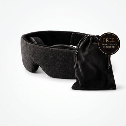 SENKOKU dark grey blackout sleep mask with free velvet travel pouch included